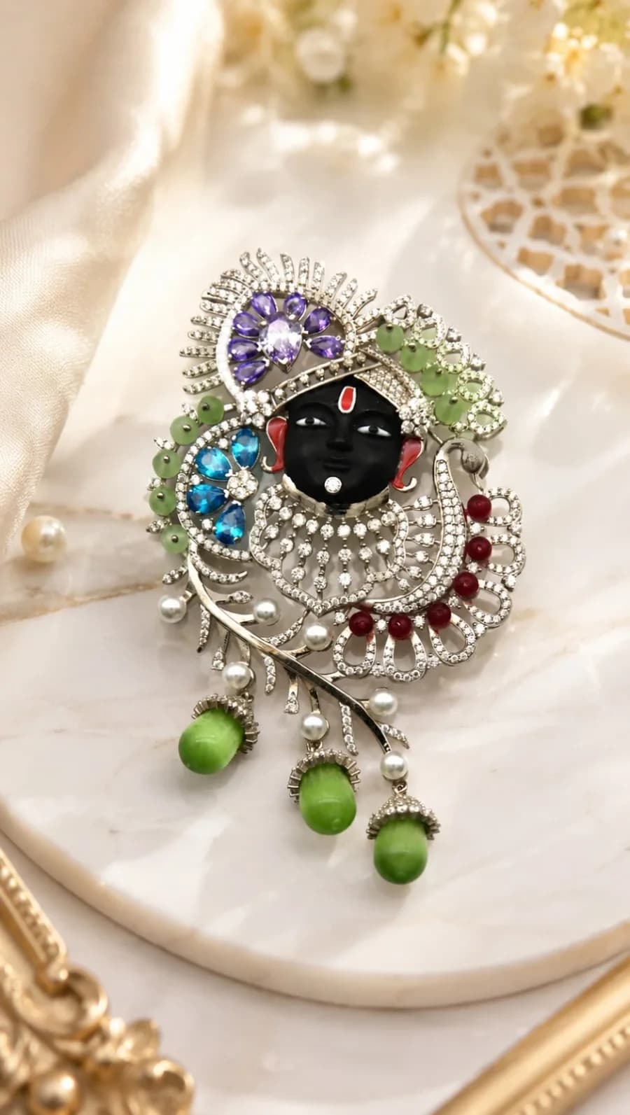 Silver Shrinathji pendant from the Delhi Ornaments collection